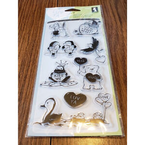 Inkadinkado Animal Hearts Luv Ya Clear Acrylic Stamp Set